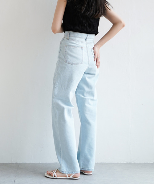 VENCEEXCHANGE（ヴァンスエクスチェンジ）の「ハイウエストストレートデニム（デニムパンツ・レディース・スカイブルー/グレー/オフホワイト/ブラック/ネイビー/ライトブルー・S/L/M/SS）」の5枚目の写真