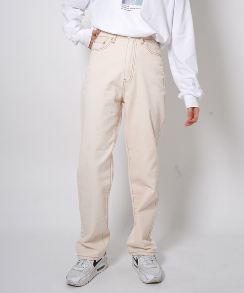 VENCEEXCHANGE（ヴァンスエクスチェンジ）の「ハイウエストストレートデニム（デニムパンツ・レディース・スカイブルー/グレー/オフホワイト/ブラック/ネイビー/ライトブルー・S/L/M/SS）」の13枚目の写真