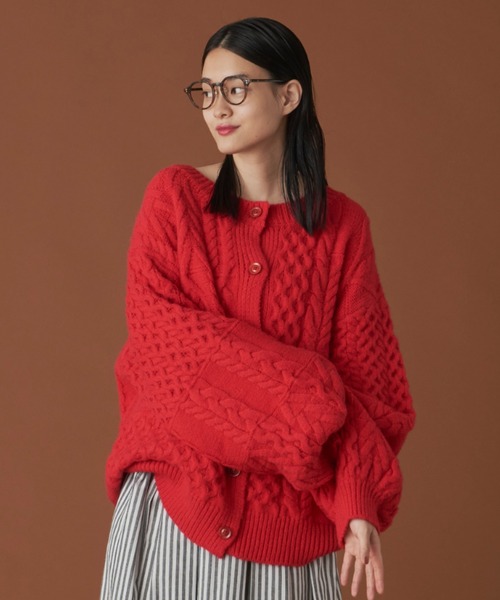 Libra Cue(リブラ キュー)の「2wayパターンニットカーディガン(カーディガン/ボレロ・レディース・アイボリー/ブラック/レッド・FREE)」の3枚目の写真