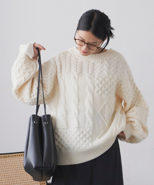 Libra Cue(リブラ キュー)の「2wayパターンニットカーディガン(カーディガン/ボレロ・レディース・アイボリー/ブラック/レッド・FREE)」の21枚目の写真