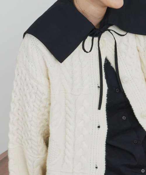 Libra Cue(リブラ キュー)の「2wayパターンニットカーディガン(カーディガン/ボレロ・レディース・アイボリー/ブラック/レッド・FREE)」の4枚目の写真