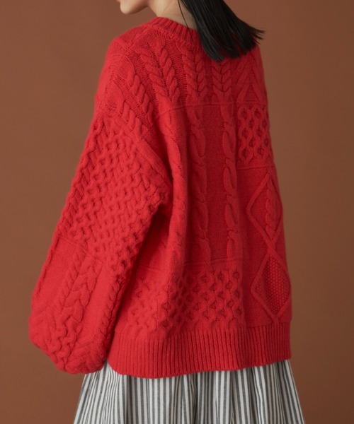 Libra Cue(リブラ キュー)の「2wayパターンニットカーディガン(カーディガン/ボレロ・レディース・アイボリー/ブラック/レッド・FREE)」の16枚目の写真