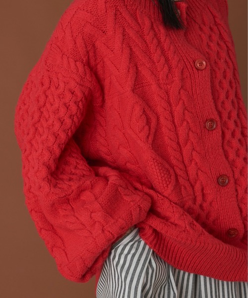 Libra Cue(リブラ キュー)の「2wayパターンニットカーディガン(カーディガン/ボレロ・レディース・アイボリー/ブラック/レッド・FREE)」の13枚目の写真