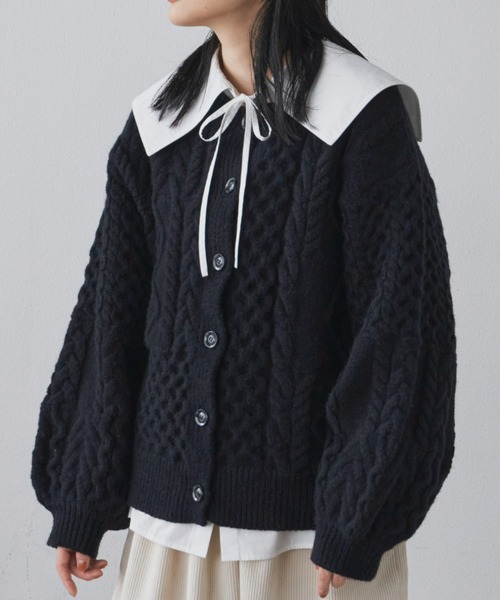 Libra Cue(リブラ キュー)の「2wayパターンニットカーディガン(カーディガン/ボレロ・レディース・アイボリー/ブラック/レッド・FREE)」の11枚目の写真