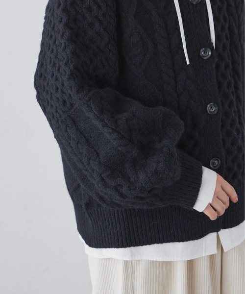 Libra Cue(リブラ キュー)の「2wayパターンニットカーディガン(カーディガン/ボレロ・レディース・アイボリー/ブラック/レッド・FREE)」の8枚目の写真