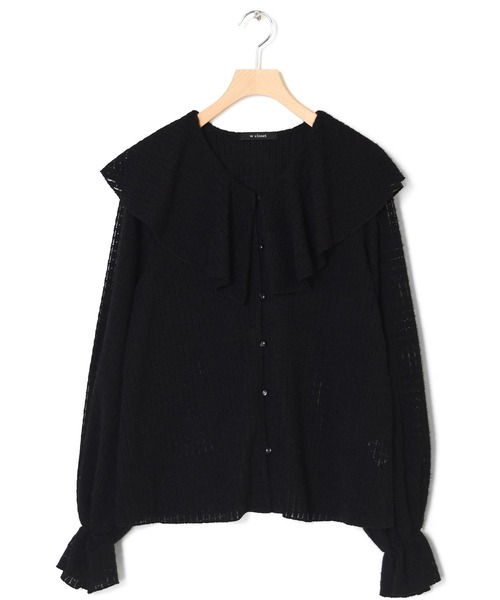 w closet(ダブルクローゼット)の「起毛レースラッフルブラウス(シャツ/ブラウス・レディース・アイボリー/ブルー/ブラック・FREE)」の4枚目の写真