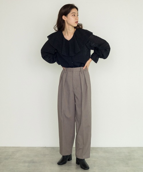 w closet(ダブルクローゼット)の「起毛レースラッフルブラウス(シャツ/ブラウス・レディース・アイボリー/ブルー/ブラック・FREE)」の18枚目の写真