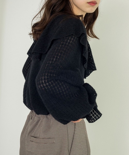 w closet(ダブルクローゼット)の「起毛レースラッフルブラウス(シャツ/ブラウス・レディース・アイボリー/ブルー/ブラック・FREE)」の17枚目の写真