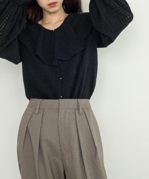 w closet(ダブルクローゼット)の「起毛レースラッフルブラウス(シャツ/ブラウス・レディース・アイボリー/ブルー/ブラック・FREE)」の14枚目の写真