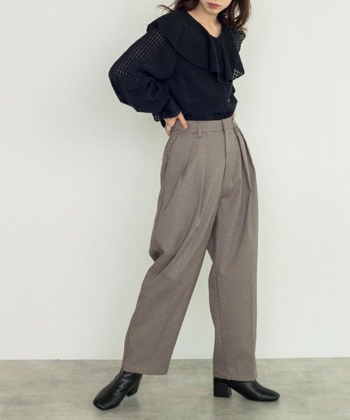 w closet(ダブルクローゼット)の「起毛レースラッフルブラウス(シャツ/ブラウス・レディース・アイボリー/ブルー/ブラック・FREE)」の9枚目の写真