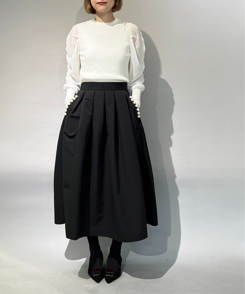 PICCIN（ピッチン）の「シャーリング袖ロングリブニット（ニット/セーター・レディース・ネイビー/ブラック/オフホワイト・M）」の10枚目の写真