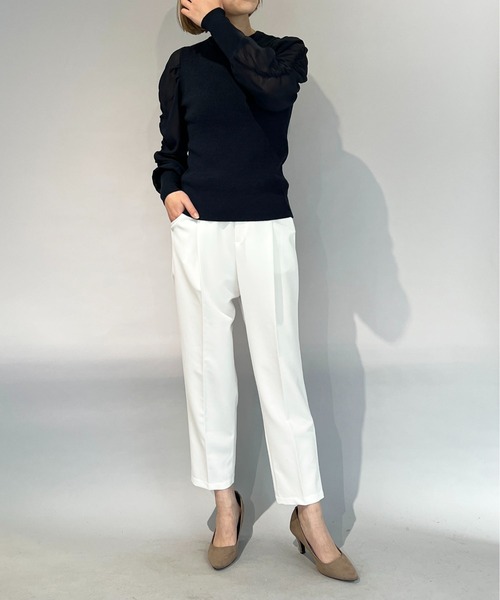 PICCIN（ピッチン）の「シャーリング袖ロングリブニット（ニット/セーター・レディース・ネイビー/ブラック/オフホワイト・M）」の20枚目の写真