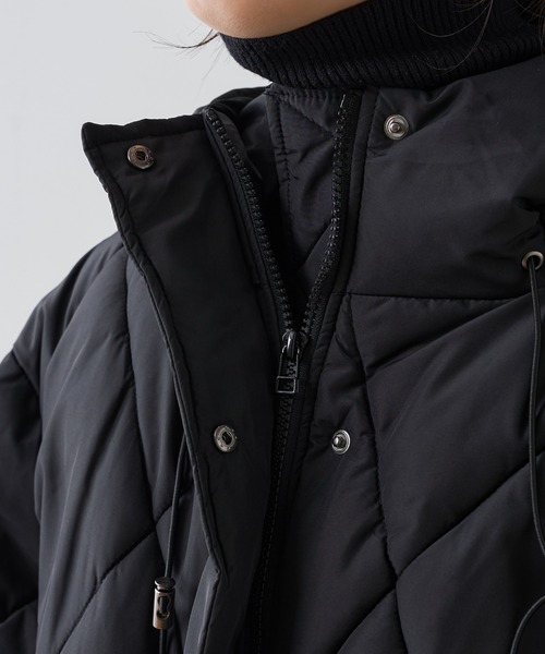 natural couture（ナチュラルクチュール）の「【WEB限定カラー有り】マイクロタフタダイヤキルト中綿ジャケット（ダウンジャケット/コート・レディース・アイボリー/ブラック/グレイッシュベージュ/ミント・FREE）」の17枚目の写真