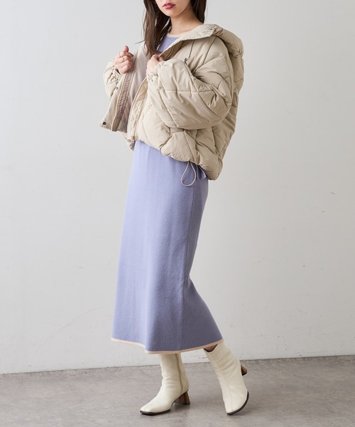 natural couture（ナチュラルクチュール）の「【WEB限定カラー有り】マイクロタフタダイヤキルト中綿ジャケット（ダウンジャケット/コート・レディース・アイボリー/ブラック/グレイッシュベージュ/ミント・FREE）」の15枚目の写真