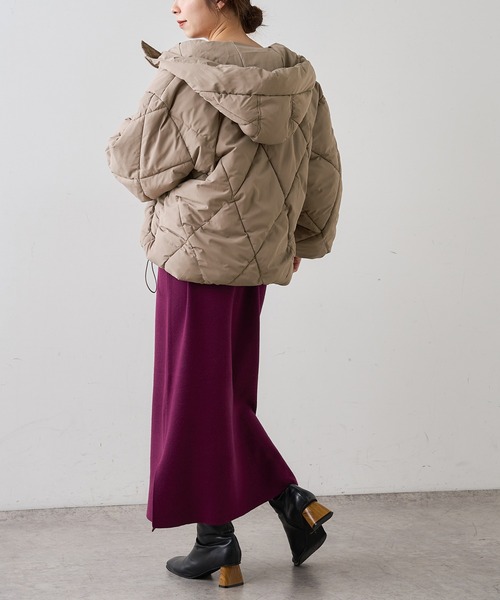 natural couture（ナチュラルクチュール）の「【WEB限定カラー有り】マイクロタフタダイヤキルト中綿ジャケット（ダウンジャケット/コート・レディース・アイボリー/ブラック/グレイッシュベージュ/ミント・FREE）」の19枚目の写真