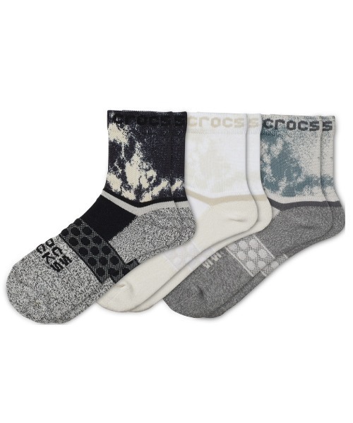 crocs（クロックス）の「クロックス crocs クロックス ソックス アダルト クォーター グラフィック ３ パック Crocs Socks Adult Quarter Graphic 3-Pack（ソックス/靴下・レディース・ホワイト/カモフラージュ/マルチ・S/M/L）」の2枚目の写真