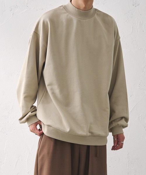 epnok（エプノック）の「モックネックルーズスウェット（スウェット・メンズ・ブラック/ナチュラル/グレイッシュブルー/グレイッシュベージュ・SMALL/LARGE/MEDIUM）」の4枚目の写真