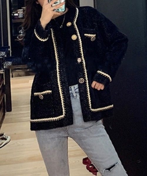 セール Jasmine 新作 色んなボタンが可愛い ふわふわニットカーディガン カーディガン ボレロ Jasmine Grandiflorum ジャスミングランディフローラム のファッション通販 Zozotown