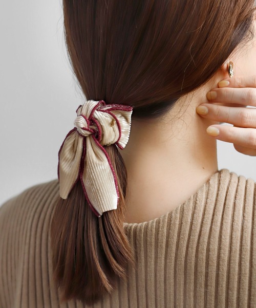 あやぽん✿プロフ必読くださいませ。 コスモスヘアゴムポニーフック88 ANEMONE（アネモネ）の「パイピングリボンポニーフック（ヘアゴム