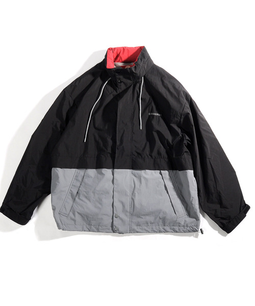 CONVERSE(コンバース)の「【neos -addictive design-】CONVERSE コンバース ルーズシルエット 配色 切替 インフード スタンド ナイロンジャケット(ナイロンジャケット・メンズ・ブラック/ネイビー/レッド・MEDIUM/LARGE/X-LARGE)」の19枚目の写真