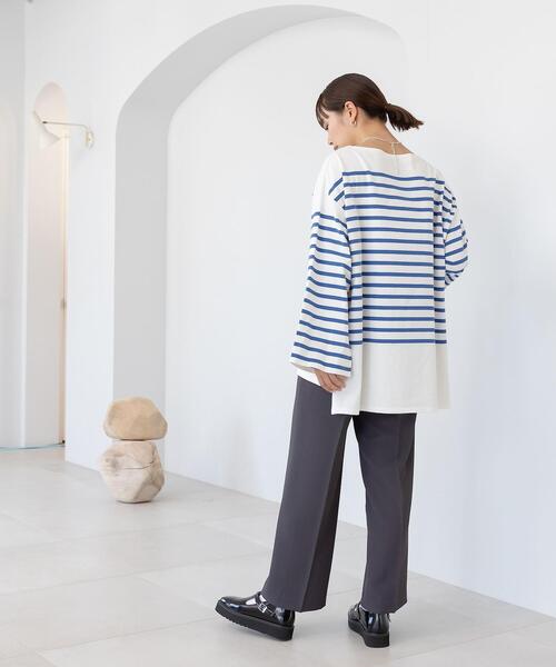 CITEN(シテン)の「<CITEN(シテン)>パネルボーダー ルーズ Tシャツ(Tシャツ/カットソー・レディース・ホワイト/クリーム・FREE)」の3枚目の写真