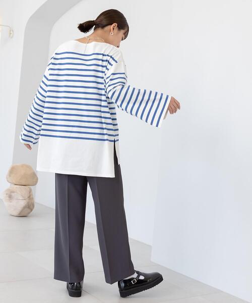 CITEN(シテン)の「<CITEN(シテン)>パネルボーダー ルーズ Tシャツ(Tシャツ/カットソー・レディース・ホワイト/クリーム・FREE)」の7枚目の写真