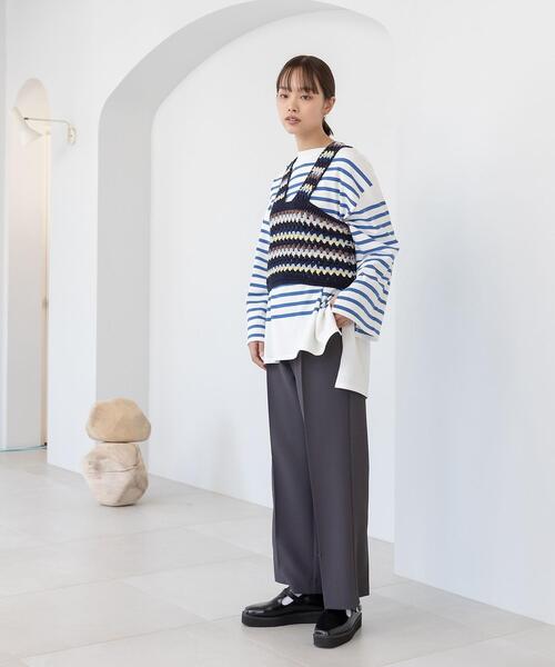 CITEN(シテン)の「<CITEN(シテン)>パネルボーダー ルーズ Tシャツ(Tシャツ/カットソー・レディース・ホワイト/クリーム・FREE)」の8枚目の写真