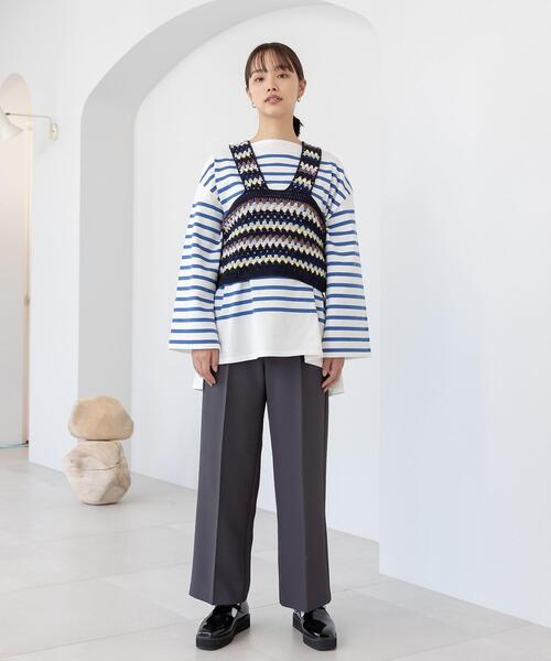 CITEN(シテン)の「<CITEN(シテン)>パネルボーダー ルーズ Tシャツ(Tシャツ/カットソー・レディース・ホワイト/クリーム・FREE)」の17枚目の写真