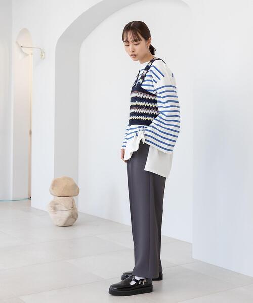 CITEN(シテン)の「<CITEN(シテン)>パネルボーダー ルーズ Tシャツ(Tシャツ/カットソー・レディース・ホワイト/クリーム・FREE)」の18枚目の写真