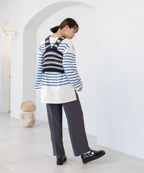 CITEN(シテン)の「<CITEN(シテン)>パネルボーダー ルーズ Tシャツ(Tシャツ/カットソー・レディース・ホワイト/クリーム・FREE)」の19枚目の写真