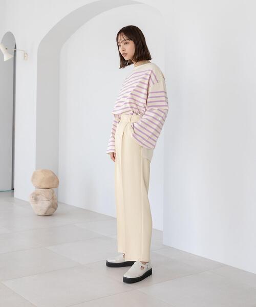 CITEN(シテン)の「<CITEN(シテン)>パネルボーダー ルーズ Tシャツ(Tシャツ/カットソー・レディース・ホワイト/クリーム・FREE)」の22枚目の写真