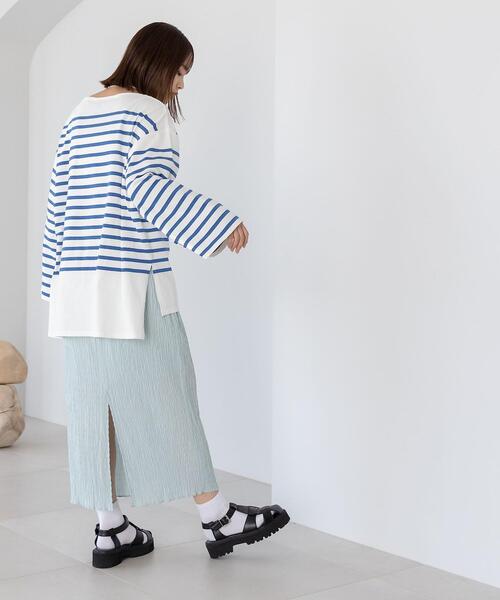 CITEN(シテン)の「<CITEN(シテン)>パネルボーダー ルーズ Tシャツ(Tシャツ/カットソー・レディース・ホワイト/クリーム・FREE)」の9枚目の写真