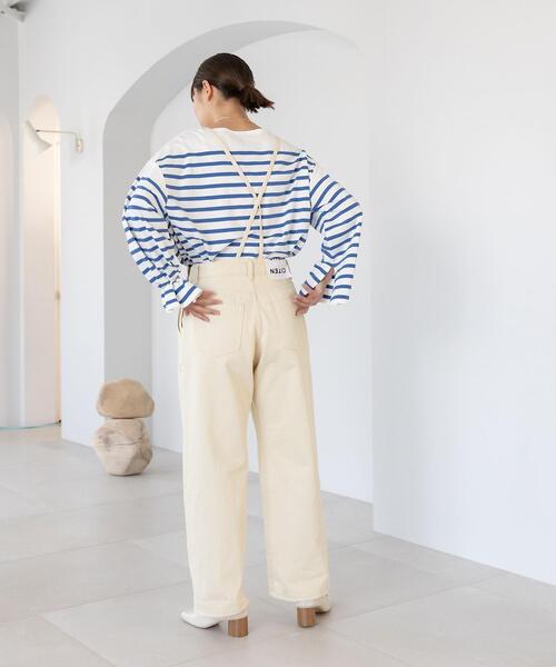 CITEN(シテン)の「<CITEN(シテン)>パネルボーダー ルーズ Tシャツ(Tシャツ/カットソー・レディース・ホワイト/クリーム・FREE)」の12枚目の写真