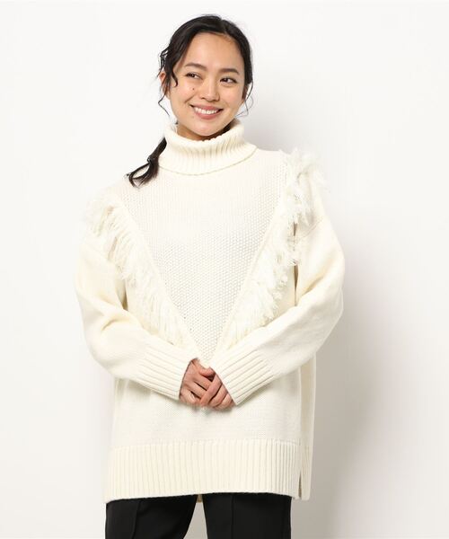 AMERICAN HOLIC(アメリカンホリック)の「フリンジニットプルオーバー(ニット/セーター・レディース・ブラック/オフホワイト・L/M)」の3枚目の写真