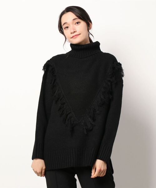 AMERICAN HOLIC(アメリカンホリック)の「フリンジニットプルオーバー(ニット/セーター・レディース・ブラック/オフホワイト・L/M)」の5枚目の写真