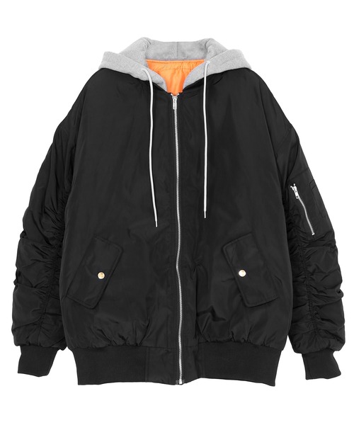 Figments（フィグメンツ）の「フードオーバーMA-1（MA-1・レディース・ブラック/カーキ・FREE）」の10枚目の写真