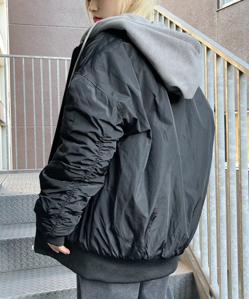 Figments（フィグメンツ）の「フードオーバーMA-1（MA-1・レディース・ブラック/カーキ・FREE）」の13枚目の写真