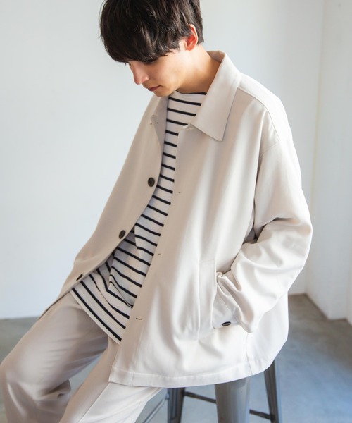 WEGO(ウィゴー)の「WEGO/ステンカラーショートジャケット(ブルゾン・メンズ・ブラック/アイボリー・LARGE/MEDIUM)」の3枚目の写真