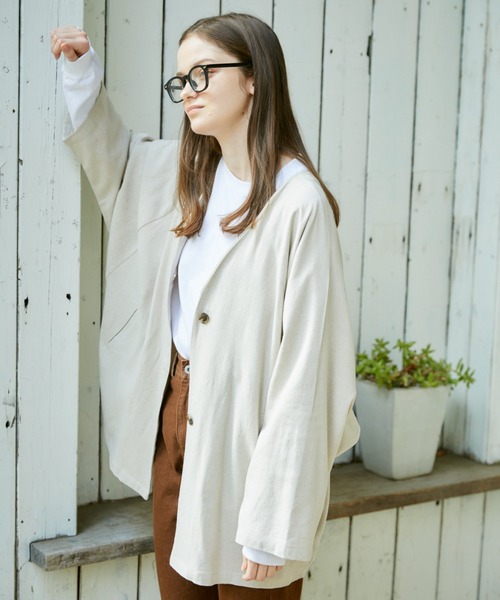 flaner（フラネ）の「loose linen jacket/ルーズリネンジャケット（その他アウター・レディース・ナチュラル・FREE）」の2枚目の写真