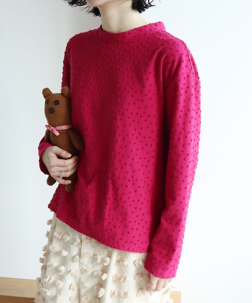 l'atelier du savon（アトリエドサボン）の「●小ドット　ハイネックPO（Tシャツ/カットソー・レディース・アイボリー/ピンク/ブラック・FREE）」の3枚目の写真