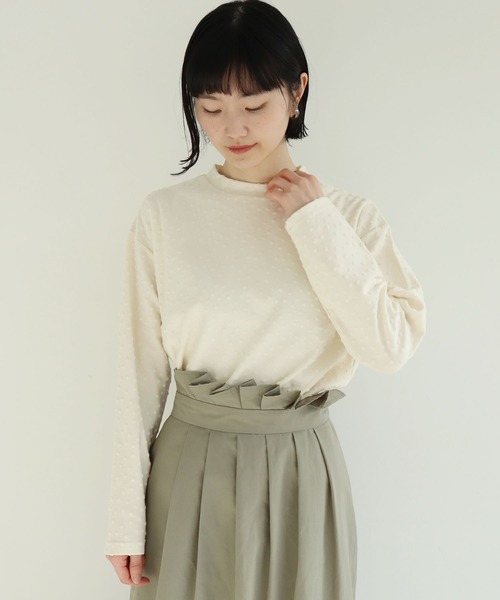 l'atelier du savon（アトリエドサボン）の「●小ドット　ハイネックPO（Tシャツ/カットソー・レディース・アイボリー/ピンク/ブラック・FREE）」の5枚目の写真