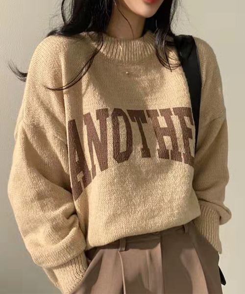 FRP（エフアールピー）の「ロゴニットプルオーパー（ニット/セーター・レディース・オフホワイト/ピンク/グリーン/グレー/ベージュ・FREE）」の3枚目の写真