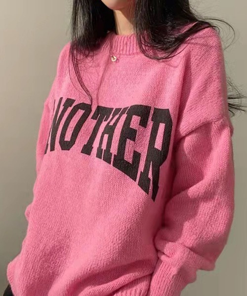 FRP（エフアールピー）の「ロゴニットプルオーパー（ニット/セーター・レディース・オフホワイト/ピンク/グリーン/グレー/ベージュ・FREE）」の5枚目の写真