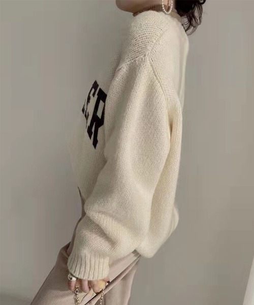 FRP（エフアールピー）の「ロゴニットプルオーパー（ニット/セーター・レディース・オフホワイト/ピンク/グリーン/グレー/ベージュ・FREE）」の9枚目の写真