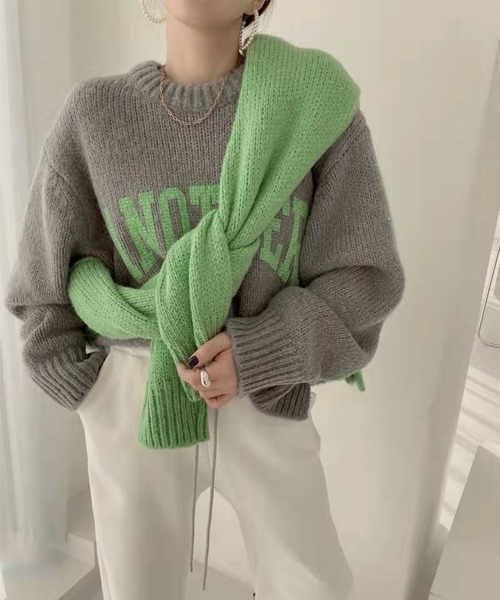 FRP（エフアールピー）の「ロゴニットプルオーパー（ニット/セーター・レディース・オフホワイト/ピンク/グリーン/グレー/ベージュ・FREE）」の20枚目の写真