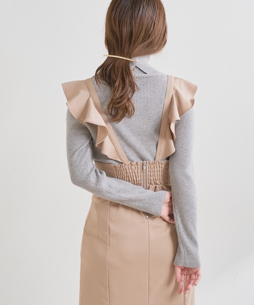 natural couture（ナチュラルクチュール）の「【WEB限定】ラッフル2WAYジャンバースカート（ジャンパースカート・レディース・ブラック/グレー/アイボリー/ピンクベージュ・FREE）」の11枚目の写真