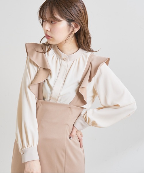 natural couture（ナチュラルクチュール）の「【WEB限定】ラッフル2WAYジャンバースカート（ジャンパースカート・レディース・ブラック/グレー/アイボリー/ピンクベージュ・FREE）」の7枚目の写真