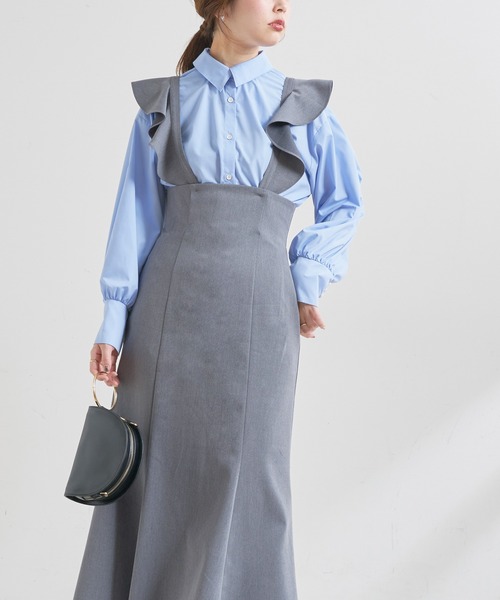 natural couture（ナチュラルクチュール）の「【WEB限定】ラッフル2WAYジャンバースカート（ジャンパースカート・レディース・ブラック/グレー/アイボリー/ピンクベージュ・FREE）」の14枚目の写真