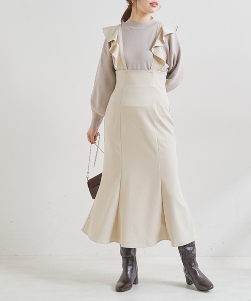 natural couture（ナチュラルクチュール）の「【WEB限定】ラッフル2WAYジャンバースカート（ジャンパースカート・レディース・ブラック/グレー/アイボリー/ピンクベージュ・FREE）」の13枚目の写真