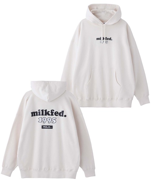 MILKFED.（ミルクフェド）の「COOPER 1995 SWEAT HOODIE（パーカー・レディース・ブラック/オフホワイト/ライトピンク/ライトグリーン/ネイビー/ベージュ・ONE SIZE）」の12枚目の写真
